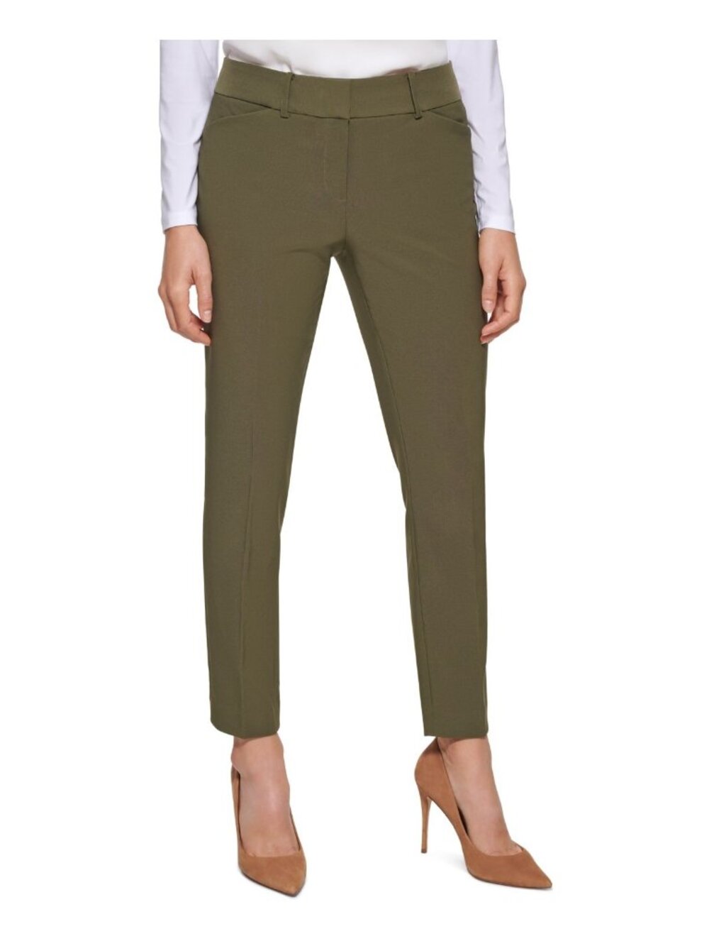 TOMMY HILFIGER Womens Stretch Zippered Pocketed Skinny Pants Green Size 0 NWT